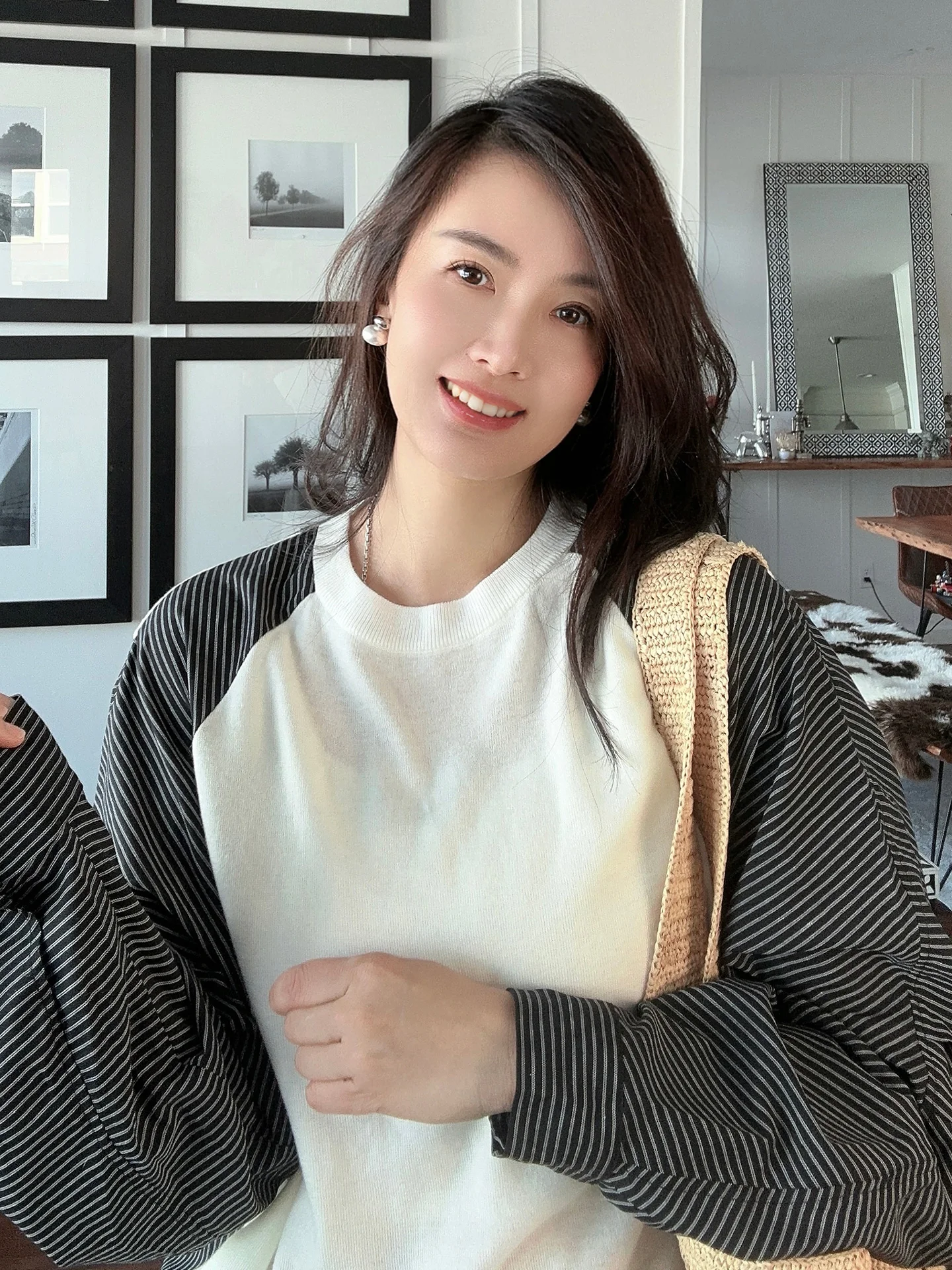 

Женский свободный свитер с круглым вырезом, с хлопково-шерстяными вставками и дизайном в стиле пэчворк, повседневный, с длинными рукавами