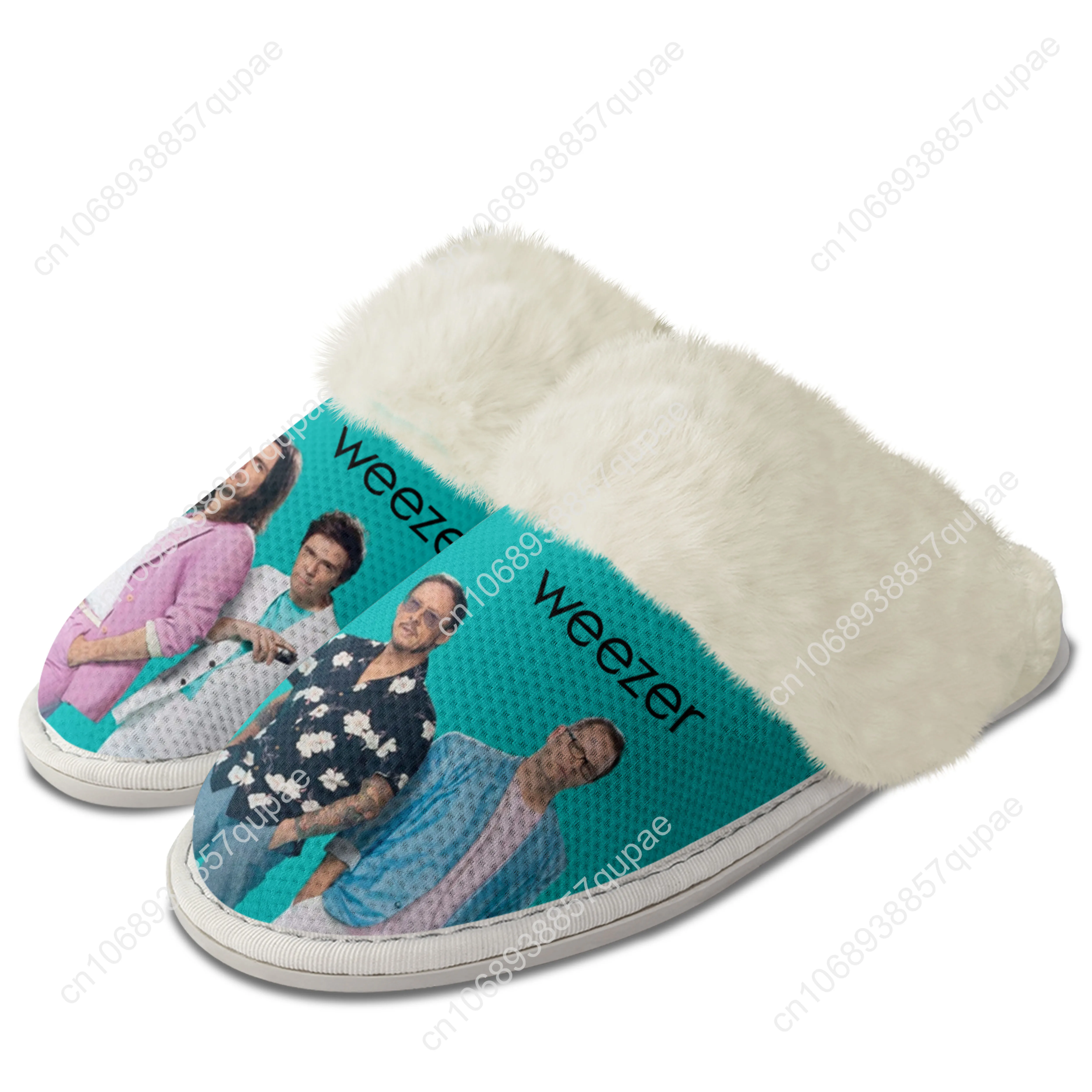 Weezer Plush Slippers Keep Warm Shoes Star Pop Rock Band Mens Womens Home Cotton Bedroom Customized Thermal Lightweight Slipper