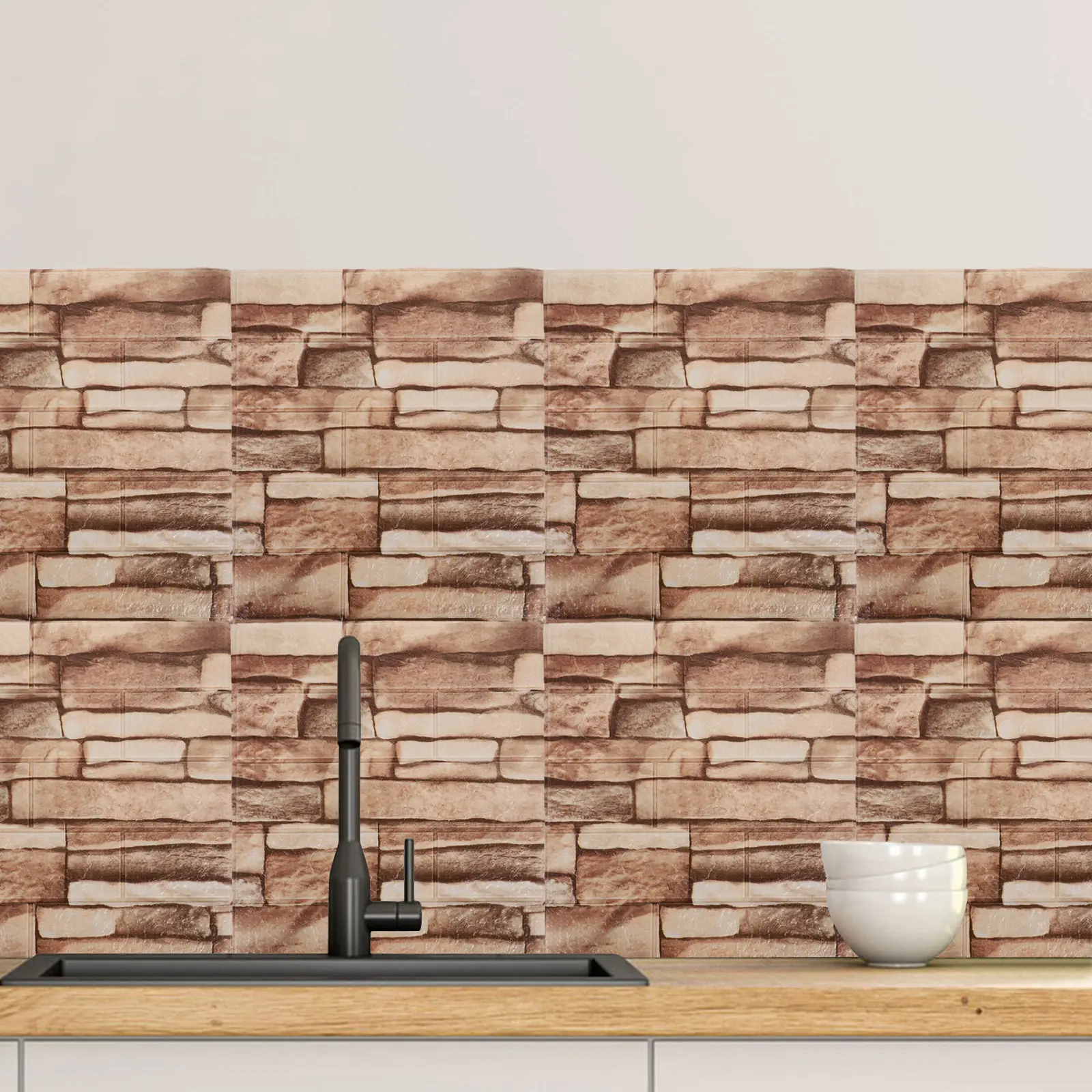 20 pcs Wall Halloween Christmas New Year Brick Wallpaper Sticker Brick Wallpaper Stickers Brick Effect Wall Stickers 3D