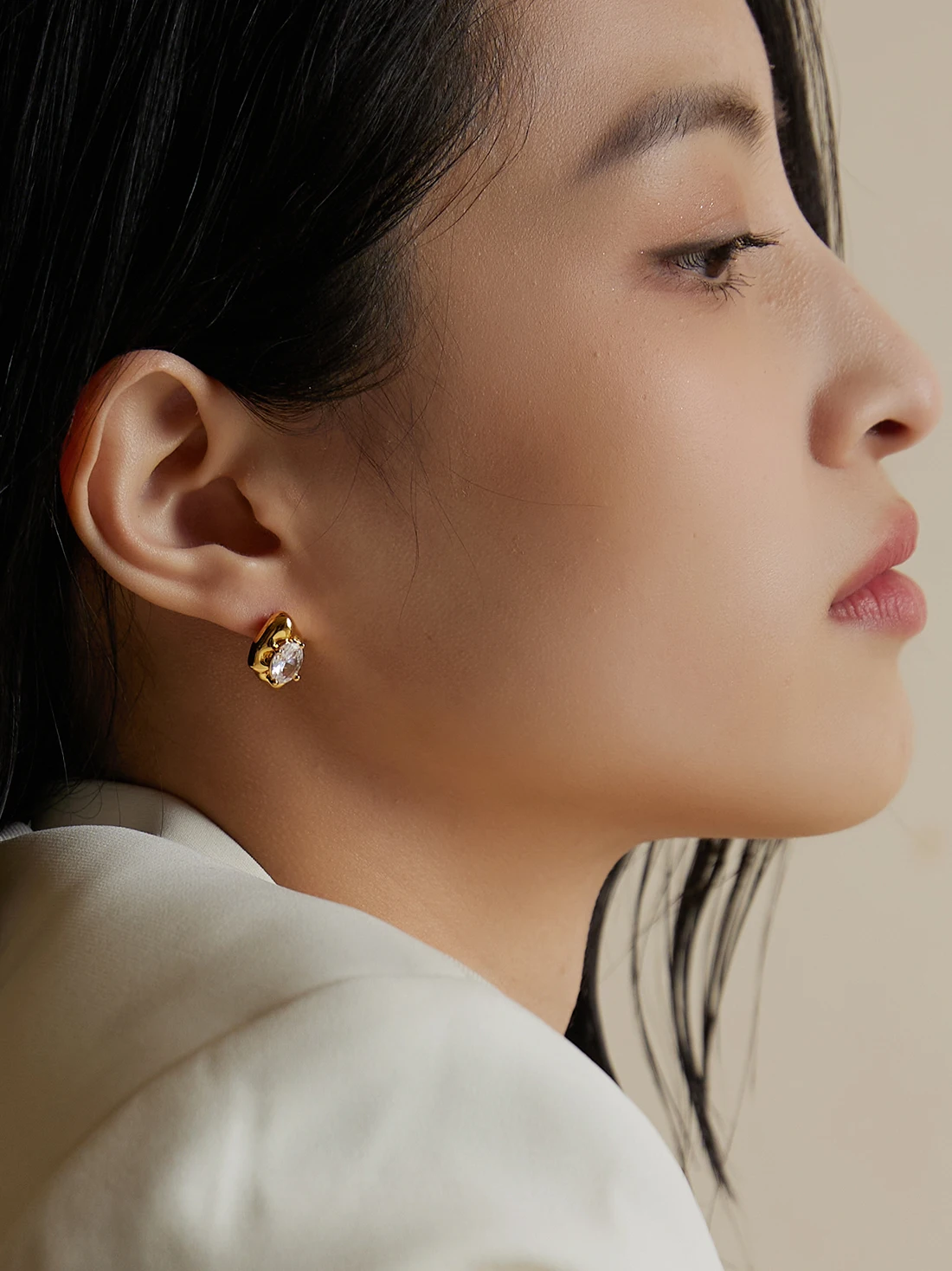 Brass With 18K AAA Zircon Eye Crystal  Earrings Punk Party Gown Runway rare Boucle d'oreille Korean Japan Style Fashion