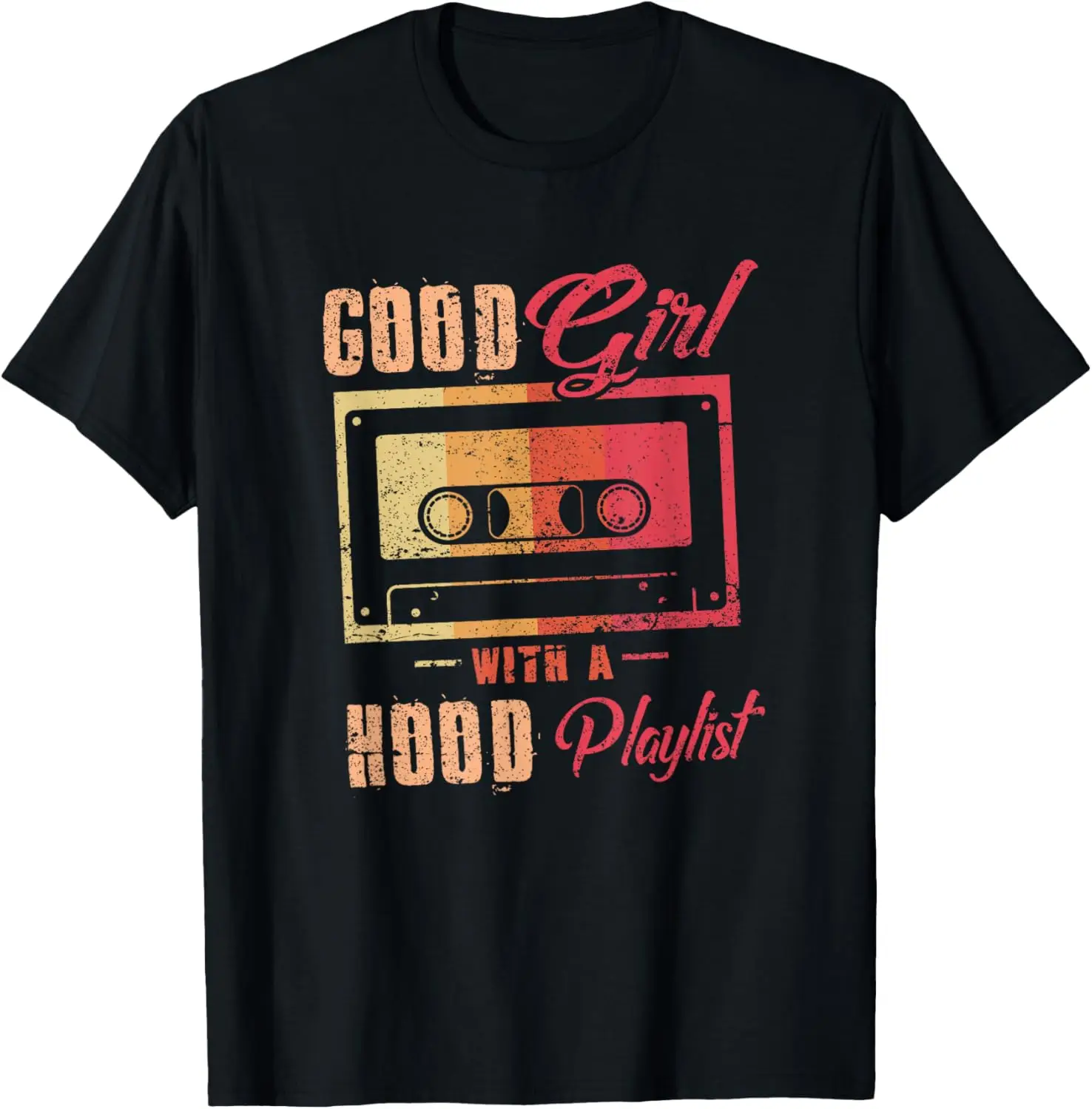 Good Girl With A Hood Playlist Funny Cassette Tape T-Shirt