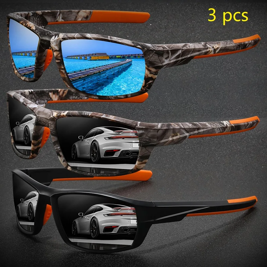 3 Pieces Fashion Vintage Polarized Sports Sunglasses Men Women Fishing Running Cycling Mountaineering Sun Glasses UV400 Eyewear