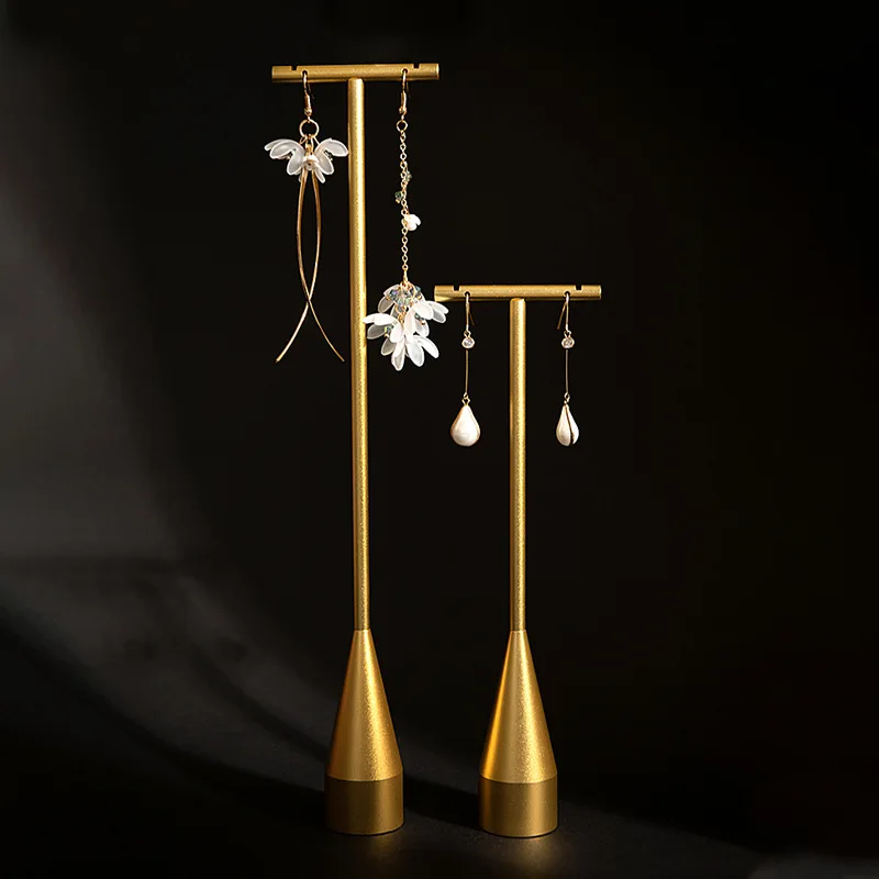 Tempat Pajangan Anting Perhiasan Rak Bar T Rak Penyimpanan Gantung Kancing Telinga Organizer Braket Anting Logam Menara