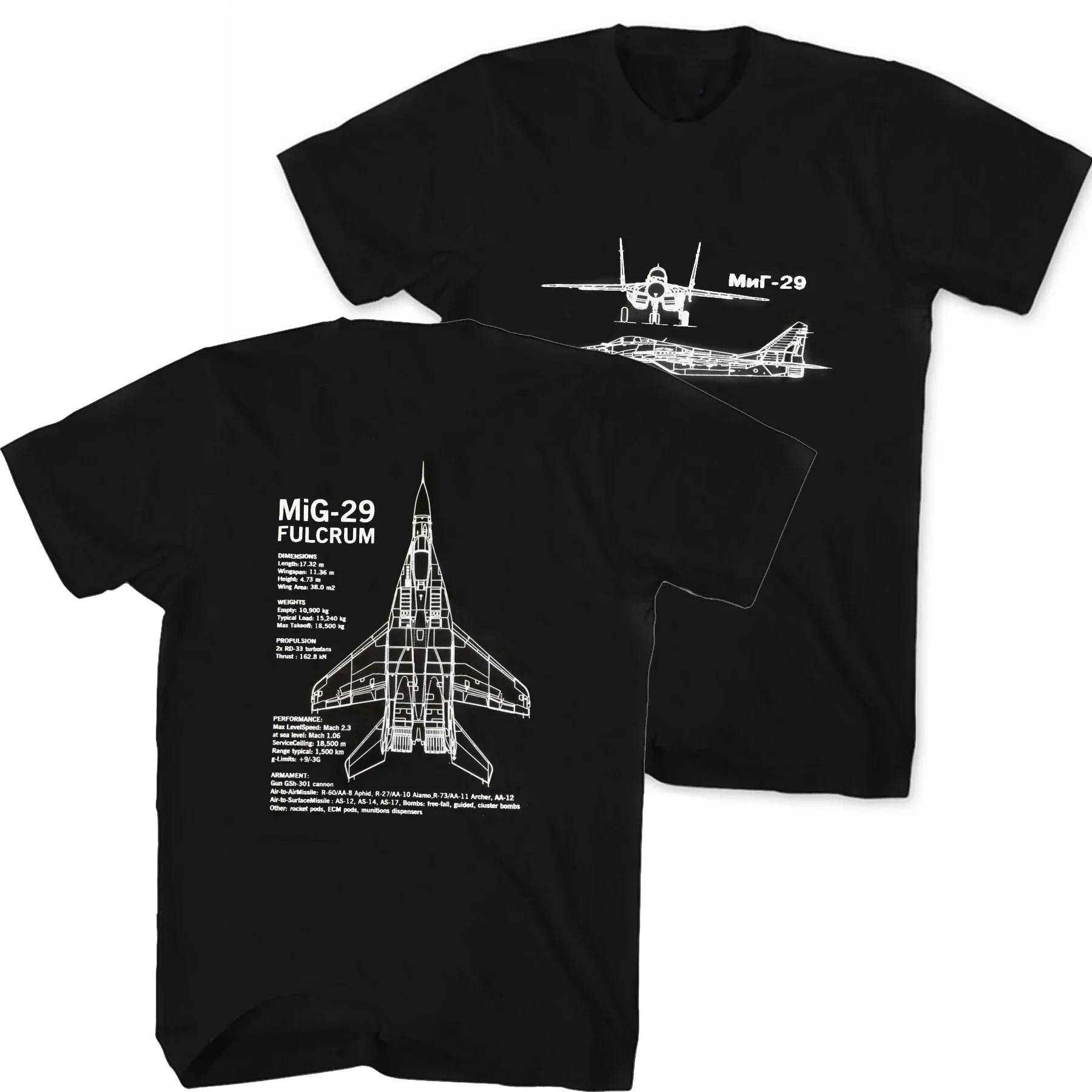 MiG-29 Original Technical Documentation Blueprint T-Shirt 100% Cotton O-Neck Short Sleeve Casual Mens T-shirt Size S-3XL