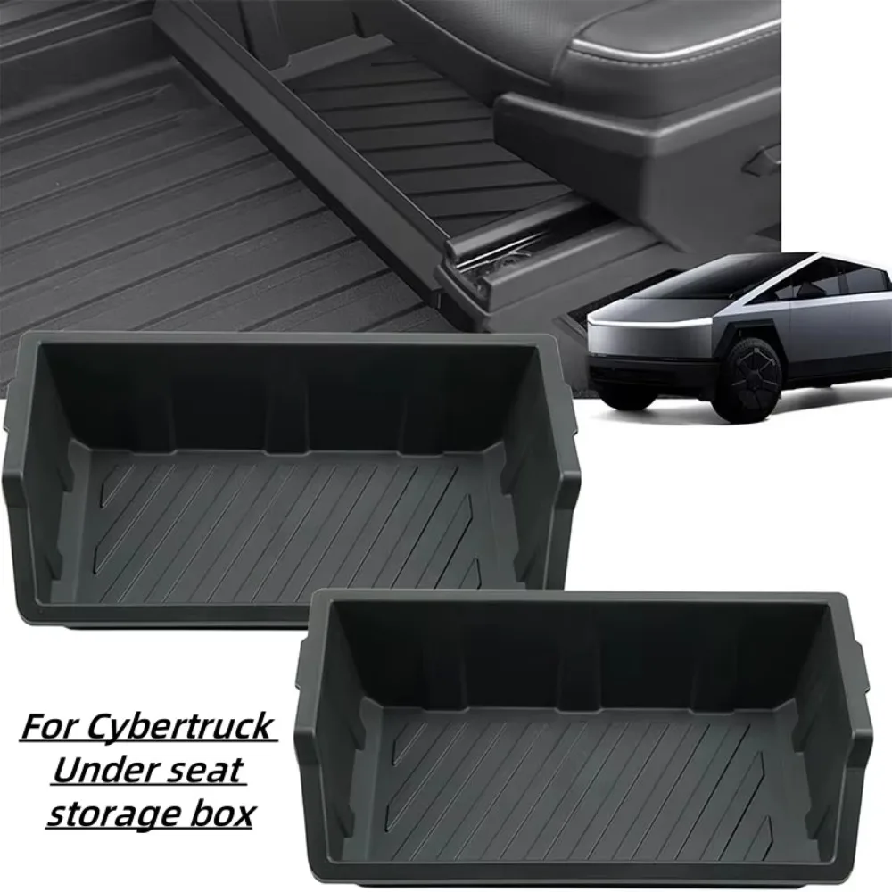 TPE Drawer-Type Hidden Under Front Seat Storage Box Organizer For Tesla Cybertruck Car Interior Accessories