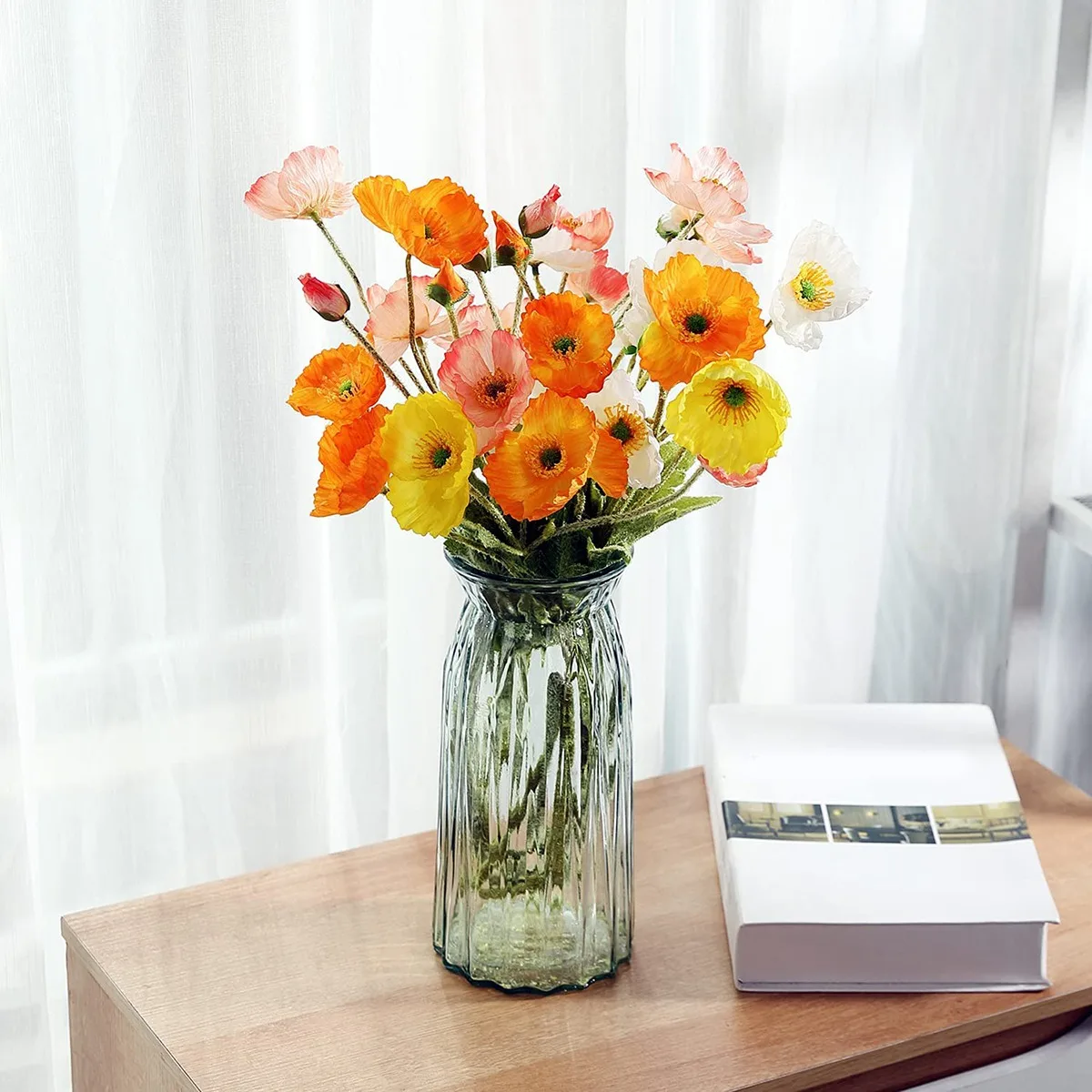 Confezione da 8 fiori artificiali fiori di papavero di seta per la decorazione domestica Bouquet festa di nozze fiore finto, composizione floreale