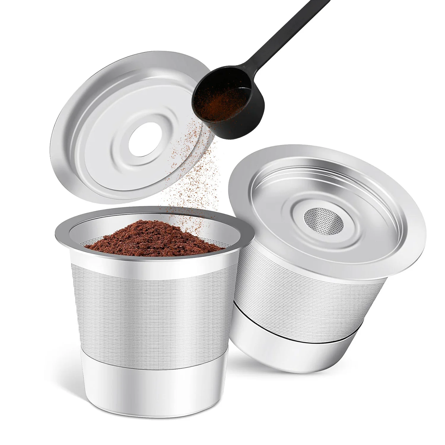 2pcs Reusable Stainless Steel K Cup Coffee Container Kuerig1.0 Coffee Machine Filter Compatible Coffee Capsules