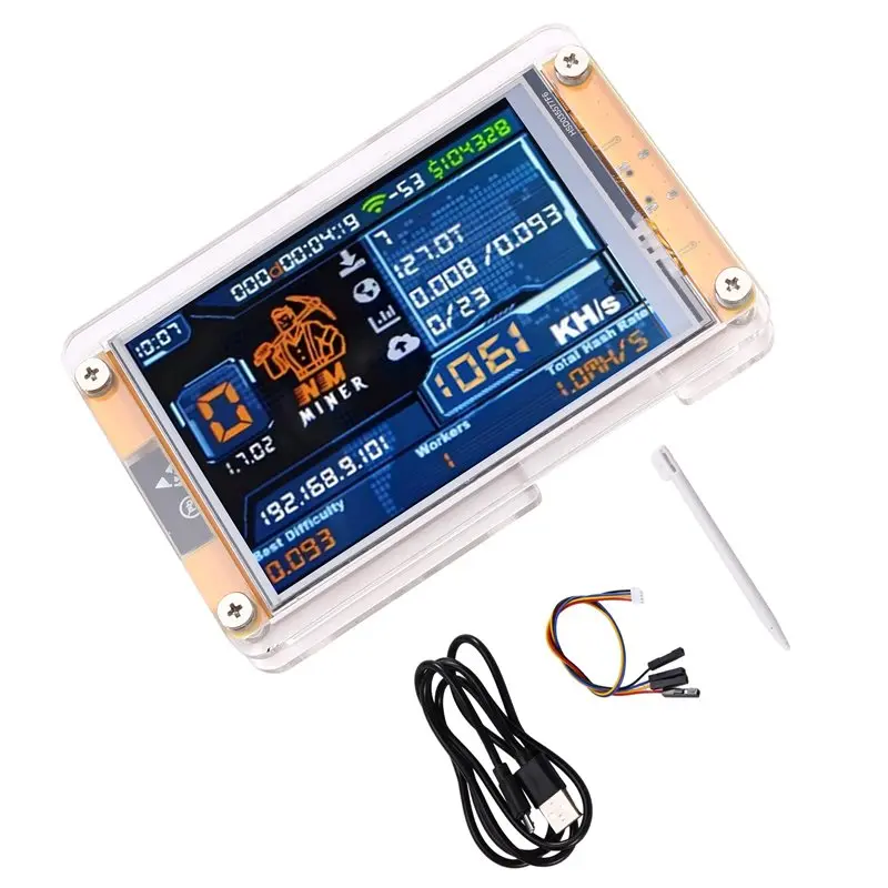 Y42A-Nerd Miner Upgraded 1060KH/S Nmminer Nerdminer Harshrate 3.5 Inch Big Display Bitcoin Crypto Solo Lottery Mining Equipment