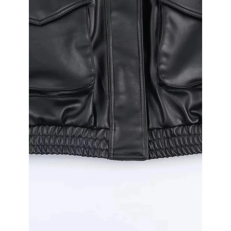 خريف شتاء جديد ملابس خارجية المرأة سترة جلدية جديدة انفصال الفراء طوق كم طويل جاكيت زيبرا شارع العليا معطف قصير #5