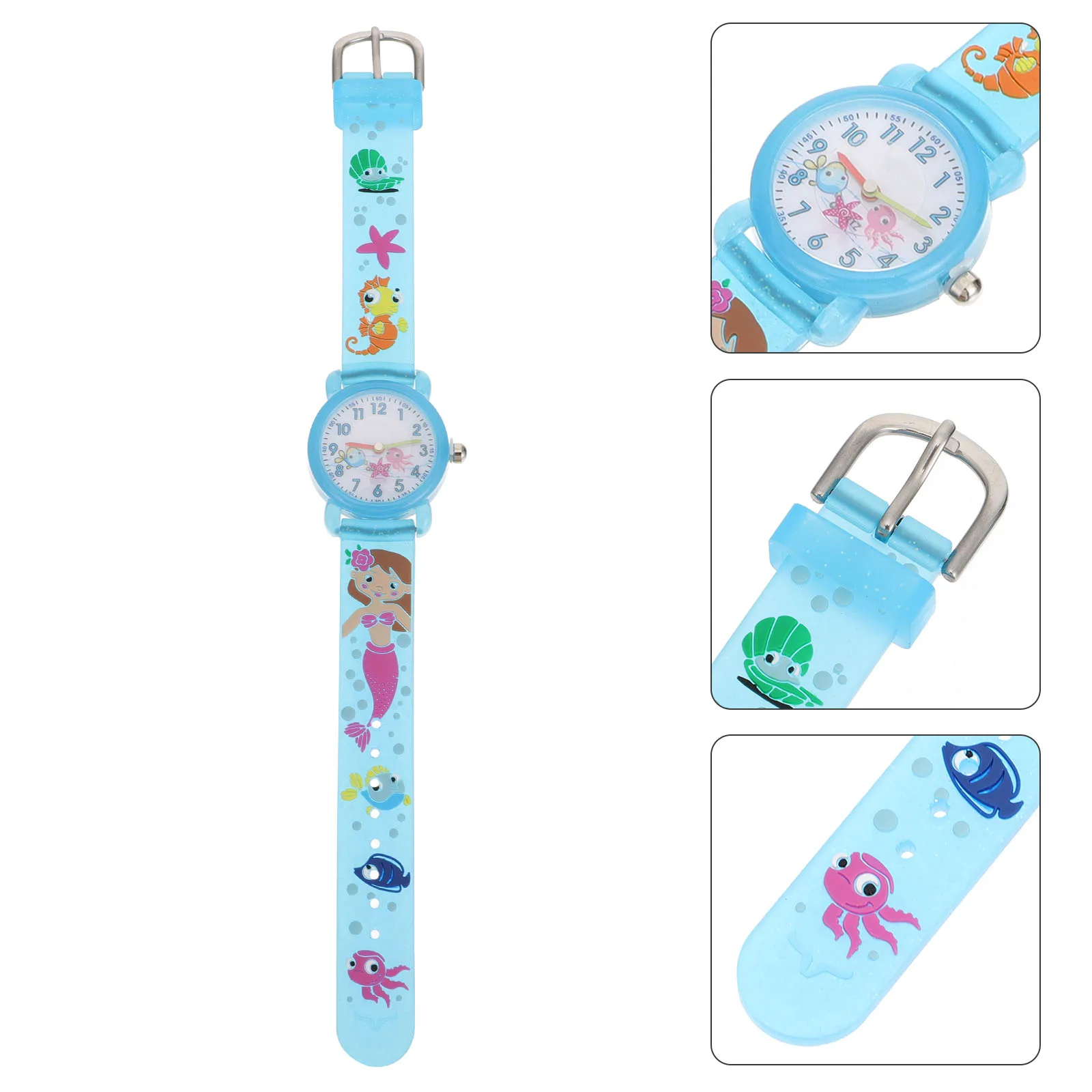 Cartoon Watches Kids Mermaid Pattern Waterproof Silica Gel Children Student Watch Bright Colors Comfortable Fit Perfect Gift