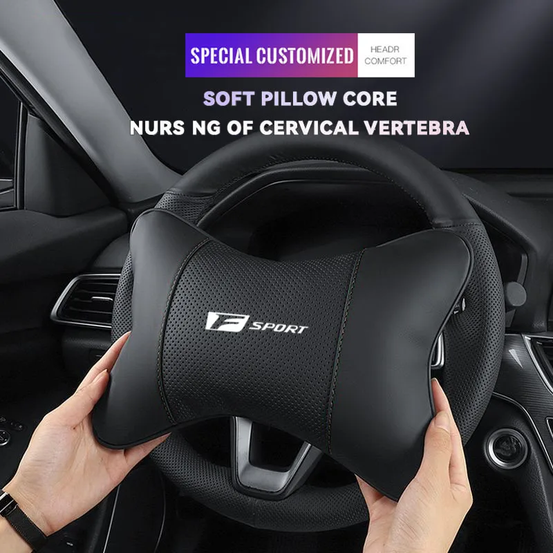 1 Uds reposacabezas de asiento de coche Auto Logo almohada de cuello para Lexus F SPORT ES RX NX LS UX LM LX GX LC RZ IS250 IS300 RX350 LS500 LX600 NX260