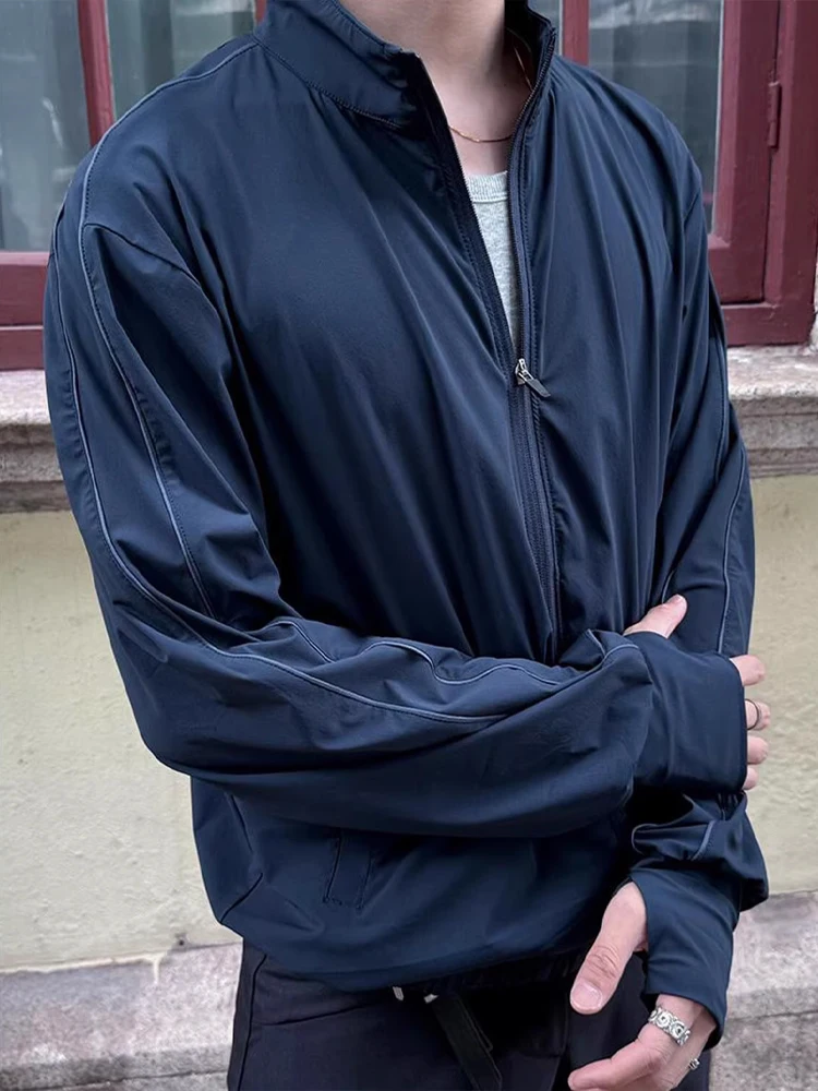 

Легкая солнцезащитная спортивная одежда из ледяного шелка, крутой воротник-стойка для альпинизма, гольфа, верховой езды, мужская летняя майка