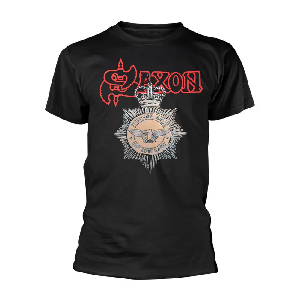 Men'S Saxon Strong Arm Of The Law T Shirt Large Black