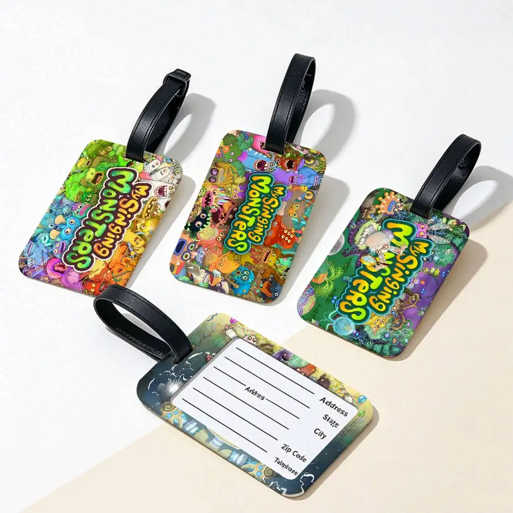 M-My S-Singing Monsters Game Anti lost Luggage Marker PVC Information Card Sleeve Portable Baggage Tag For Outdoor Travel
