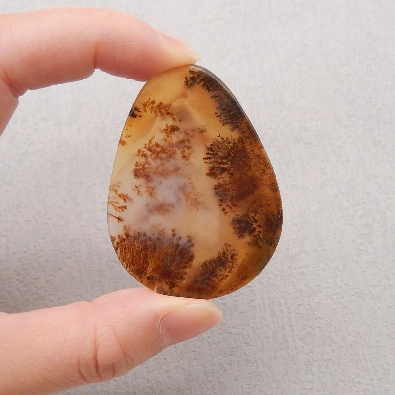 Natural Gemstone Dendritic Agate Cabochon,DIY Jewelry Making Pendant Accessories Free Drilling 53x39x2mm 6g