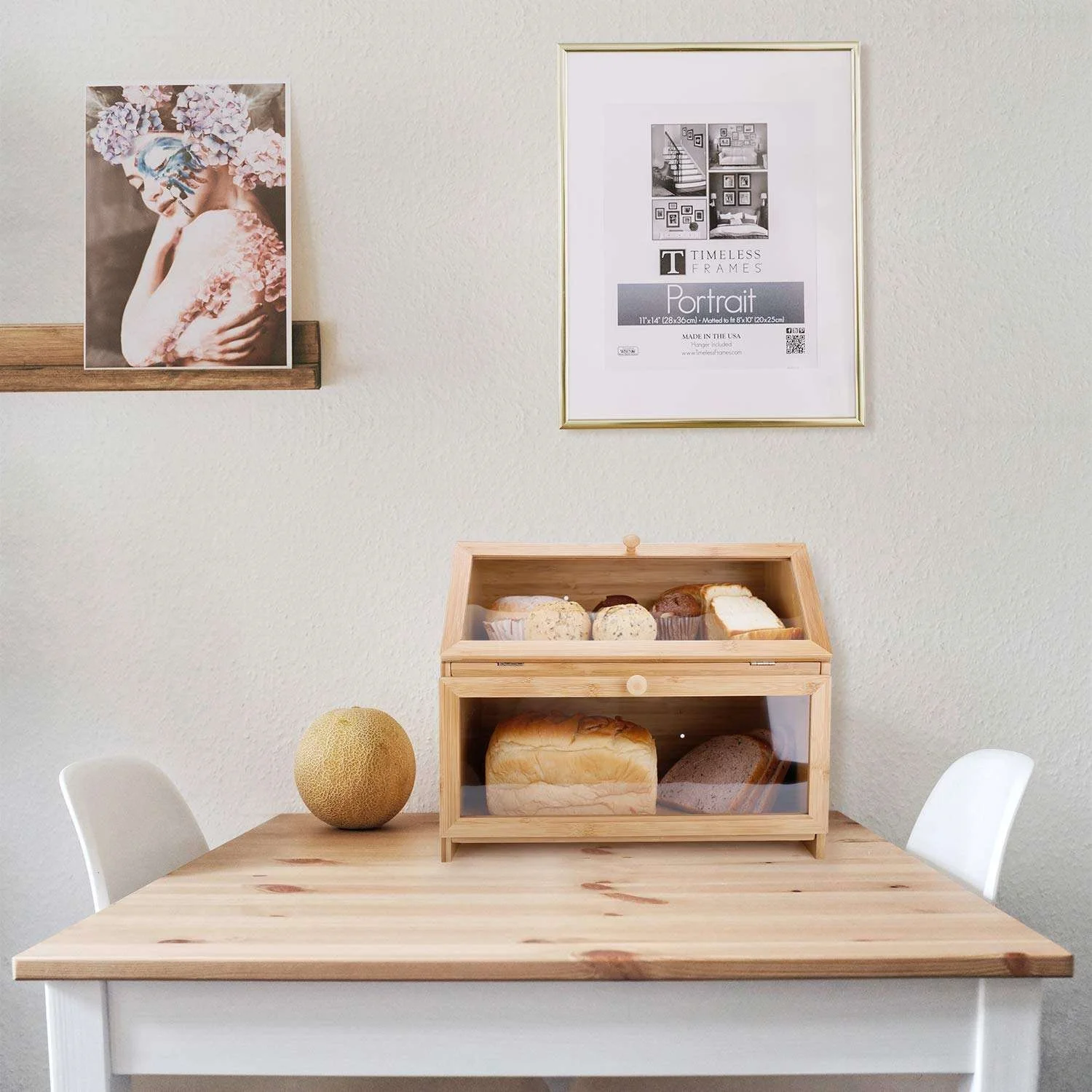 Кухонная стойка, двухслойная большая хлебная коробка, деревянная коробка для хранения хлеба большой емкости с прозрачным окном, коробка для хранения закусок