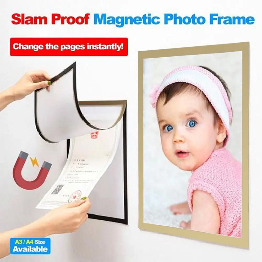 A3 A4 8.5x11inch Magnetic Photo Frame Self Adhesive Wall Home Decor Magnetic Display Board Poster Certificate Artwork
