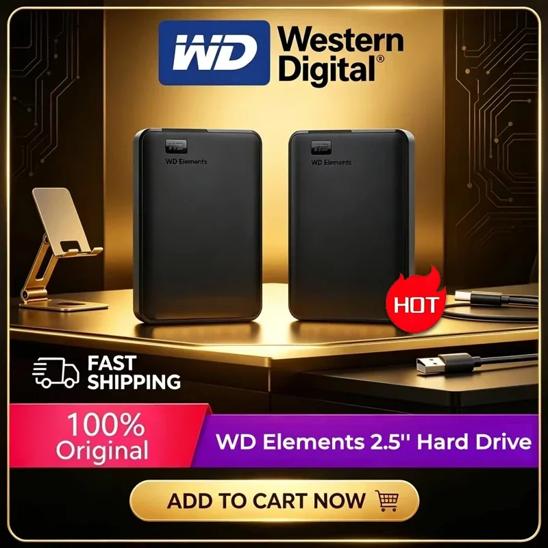 Western Digital Large Capacity WD External Mobile Hard Disk 2.5" USB3.0 Mechanical Hard Drive 1TB 2TB 4TB 5TB 6TB For PC Laptop