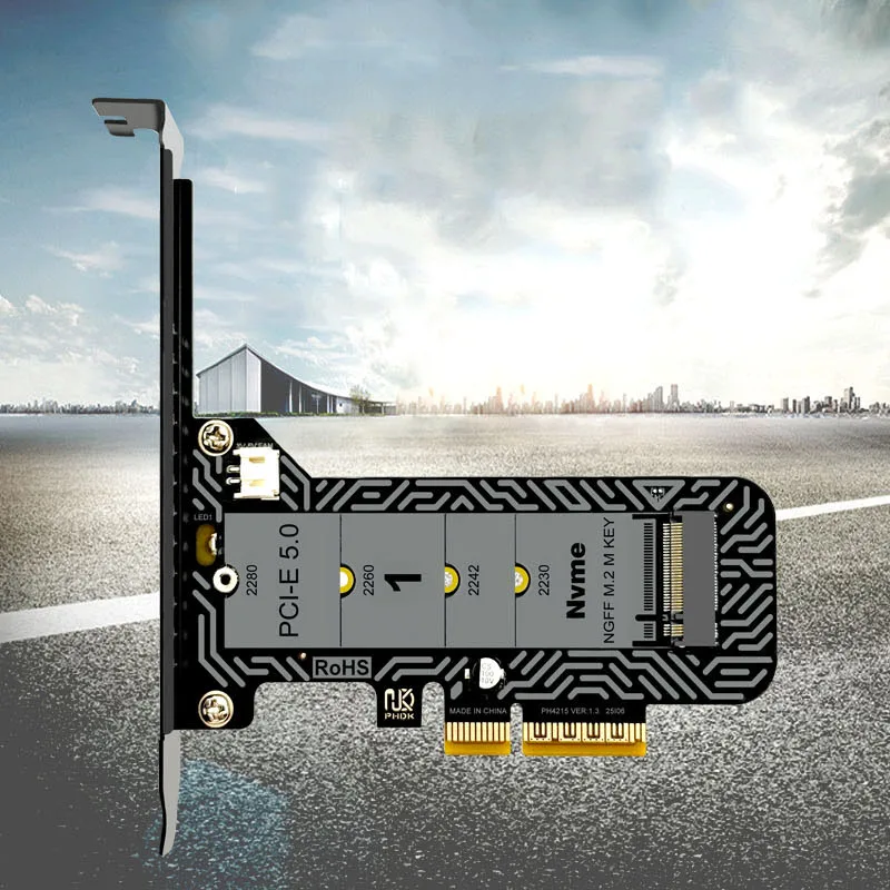 

Карта расширения PCIe 5.0 x4 для NVMe, адаптер M.2 NVMe SSD, поддержка NVMe SSD форм-факторов 2230, 2242, 2260, 2280 M-Key с низкопрофильным кронштейном