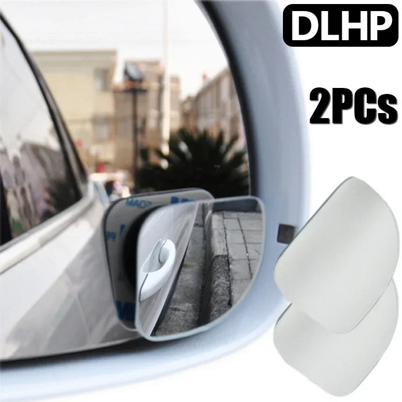 2Pcs Car Blind Spot Mirrors Convex Frameless Auxiliary Rearview Mirror Car Motorcycle 360 Degree HD Wide Angle Adjustable Mirror