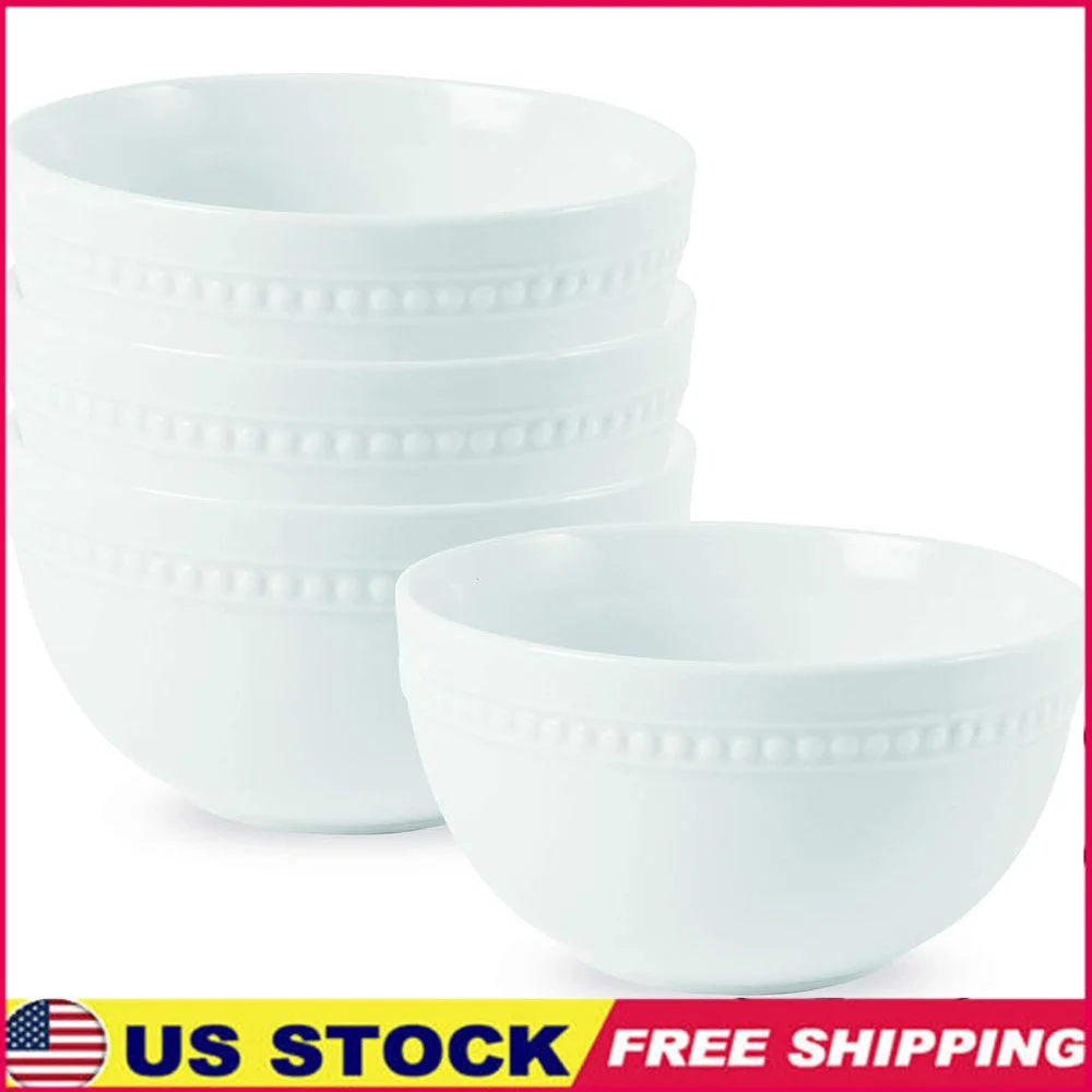 

Элегантные фарфоровые миски для супа, набор из 4 штук, можно мыть в посудомоечной машине, в микроволновой печи, вместимость 26 унций, дизайн из тонких бусин