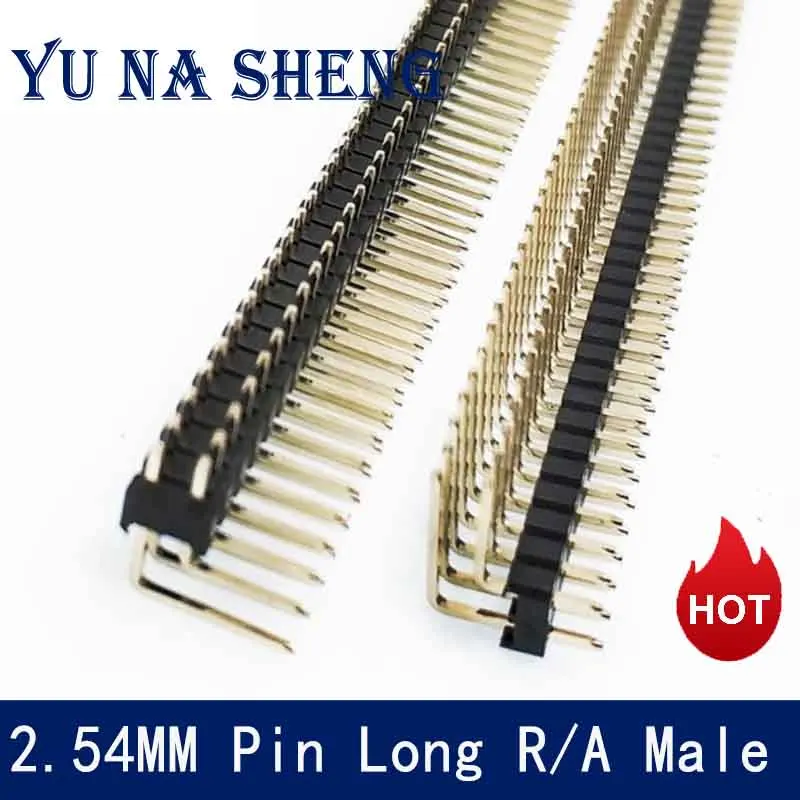 10PCS 2.54mm Pitch R/A Right Angle Single Row Pin Header 2x 40Pin Male 90 degrees Connector  PA 6/9/12 Breakable Cuttable PCB