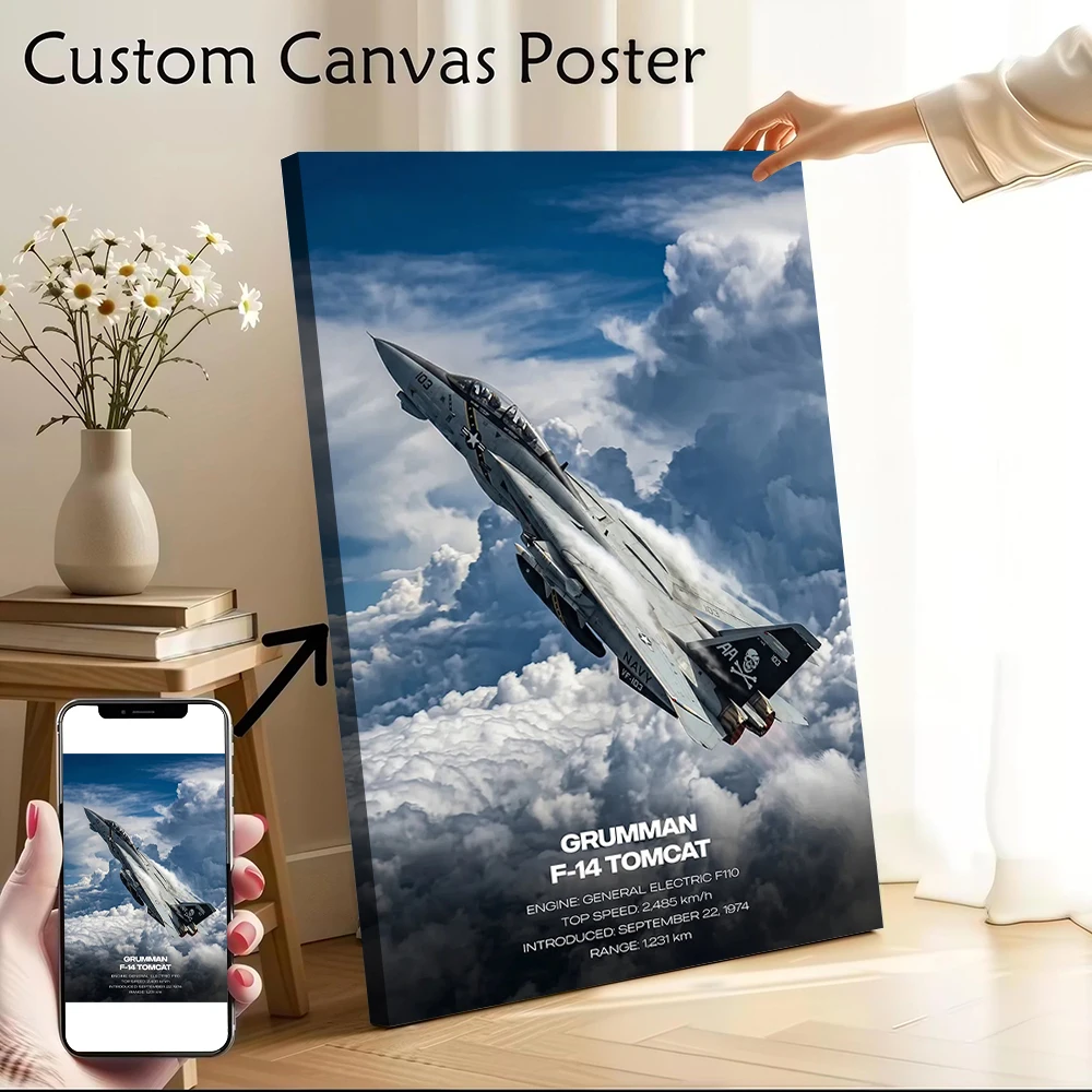 

Grumman F-14 Tomcat Canvas Poster Pictures Wall Art Canvas Painting for Fans Decor Living Room Decorations Decorative Picture