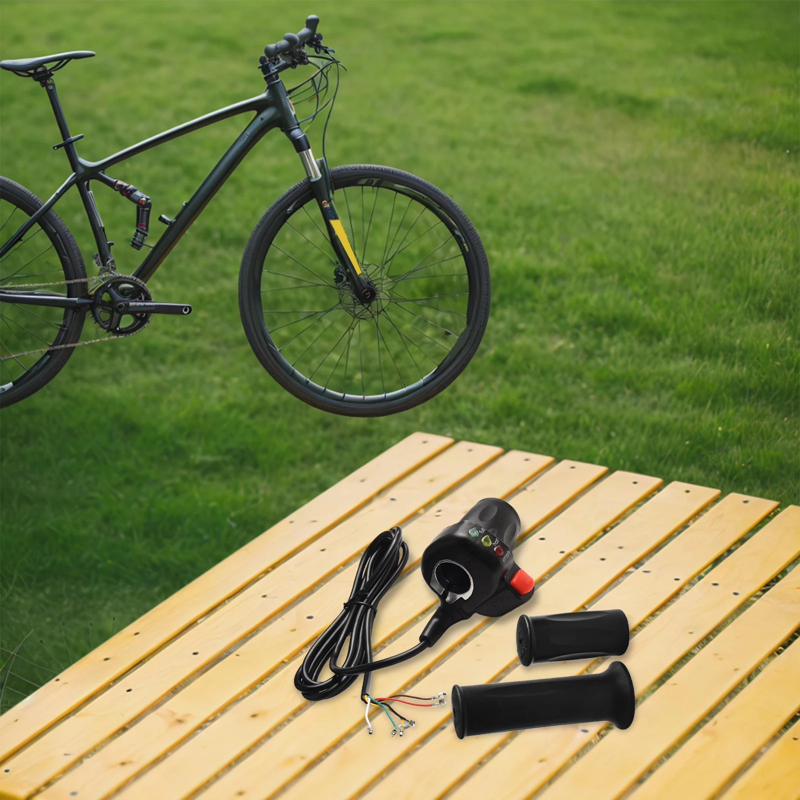 

E-Bike Parts Thumb Throttle 1 Pair 36/48V Electric Shock Absorption Speed Control Easy To Install With Button Switch