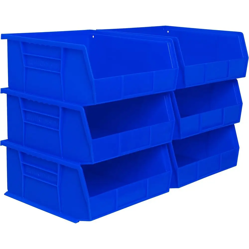 

Stackable Plastic Storage Bins, 11x11x5 Inches, Blue, 6-Pack for Garage and Pantry Organization
