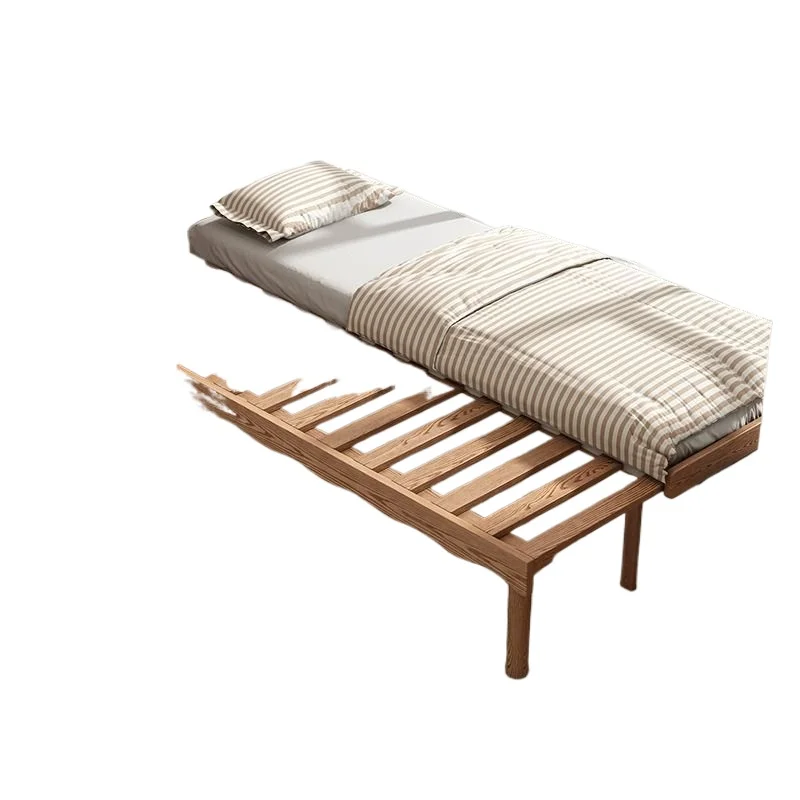 Full solid wood bay window bed, multi-functional folding telescopic solid wood sofa bed