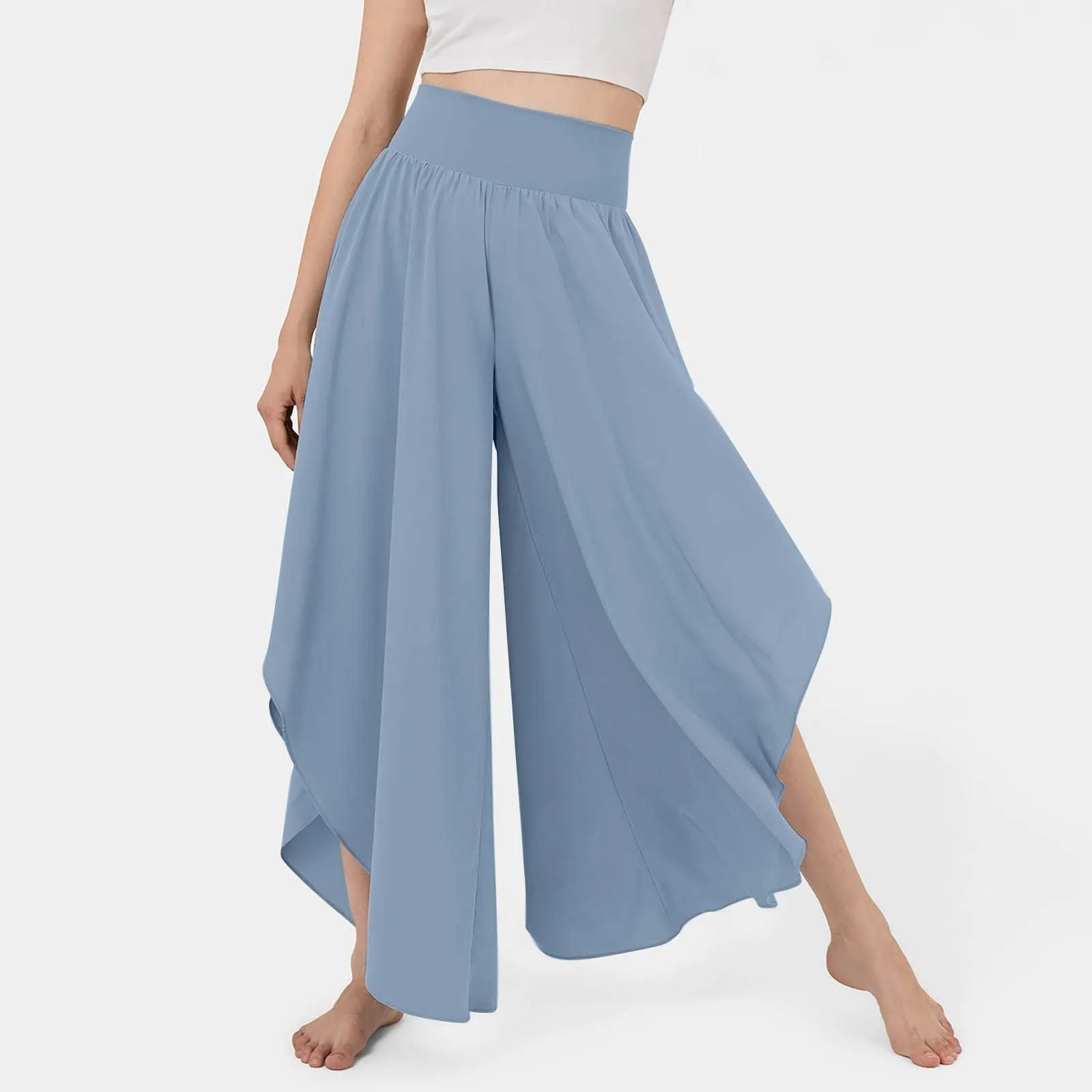 Women Wide Leg Pants High Waisted Yoga Pants Hippie Pants Boho Beach Women Business Casual Pants with Pockets Summer Pants