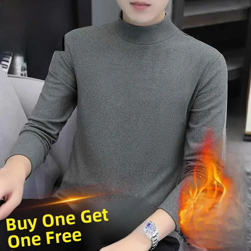 

Men's Fce Lined Thiened f High Collar Sweater Autumn Winter Slim Fit Inner Wear Knitted irt Regular Thin Long ...