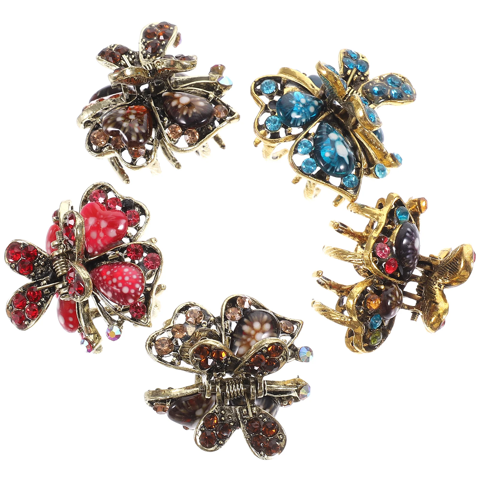 

5pcs Alloy Mini Hair Claw Rhinestone Inlaid Hair Clamps for Mixed Color hair clips mini hair clips