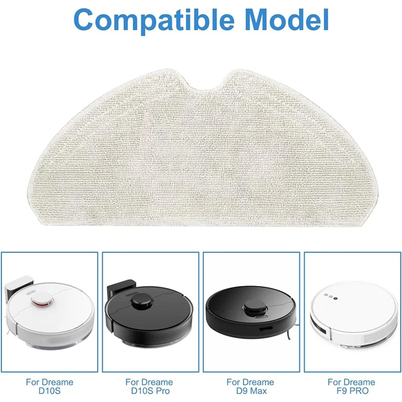 A56T-4 Pack Accessories Mop Pads For Dreame D10S, D10S PRO, D9 Max, F9 PRO Robot Vacuum Cleaner, Washable Reusable Mop Pad