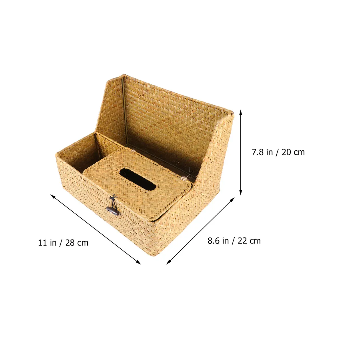 

Hand-Woven Seaweed Tissue Box Natural Paper Organizer with Lid Button for Bathroom Car Office Napkin Holder Tissue Box