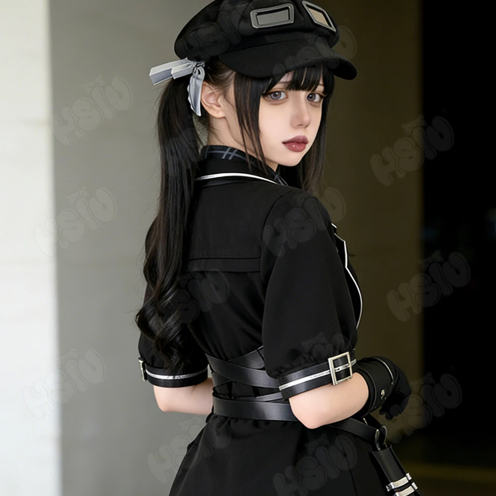 게임 마법 소녀 마녀 재판 쿠로베 나노카 코스프레 가발 60CM 검은색 긴 머리 합성 가발 + 가발 모자 파티 할로윈 가발