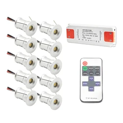 조광 가능 LED 미니 전구 스포트라이트, 슬림 드라이버 어댑터, 조광기, 원격 캐비닛 다운라이트 스타 천장 램프 키트, 1W, 15mm, 12V