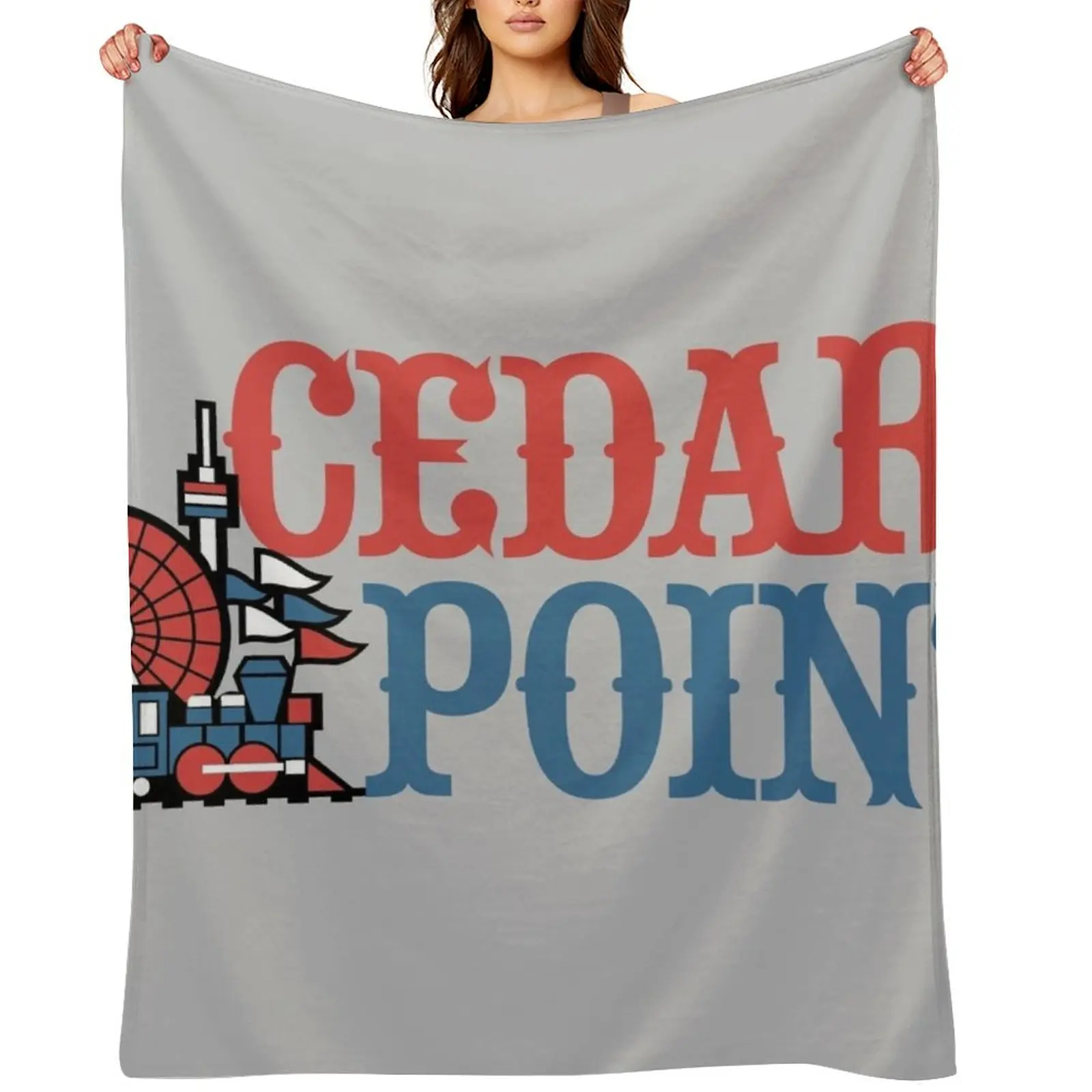 

Cedar Point Old Vintage Logo Design Throw Blanket Camping Personalized Gift Picnic Soft Beds Blankets