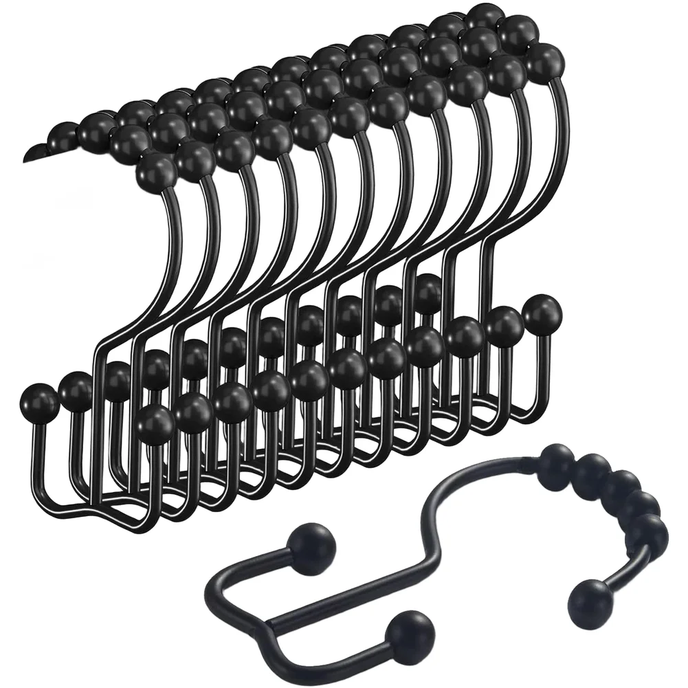 12 Stainless Steel Shower Curtain Hooks Built for Enduring Use with Rust Properties and Uniform Gliding Action