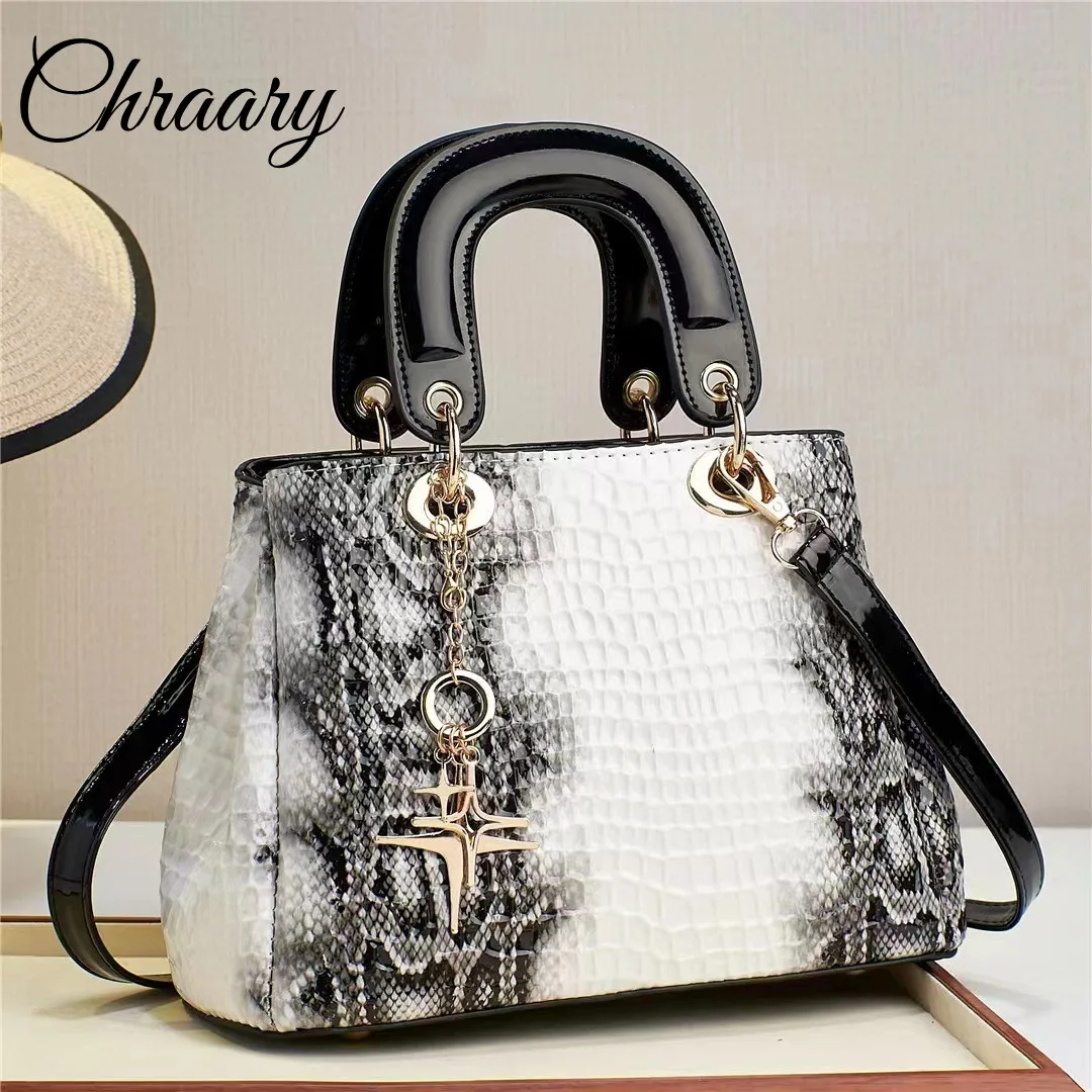 New Brand Designer Women\'s Handbag Bridal Bag High Quality Texture Snake Skin Pattern Pendant Single Shoulder Crossbody Hand Bag