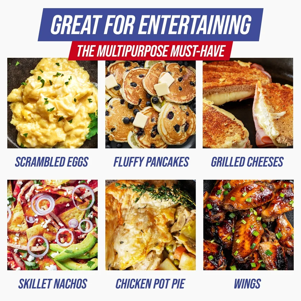 مقلاة كهربائية 7QT مقلاة سيراميك غير لاصقة 5 في 1 أجهزة طهي مع غطاء زجاجي سهلة التنظيف للتحكم في درجة الحرارة العائلي