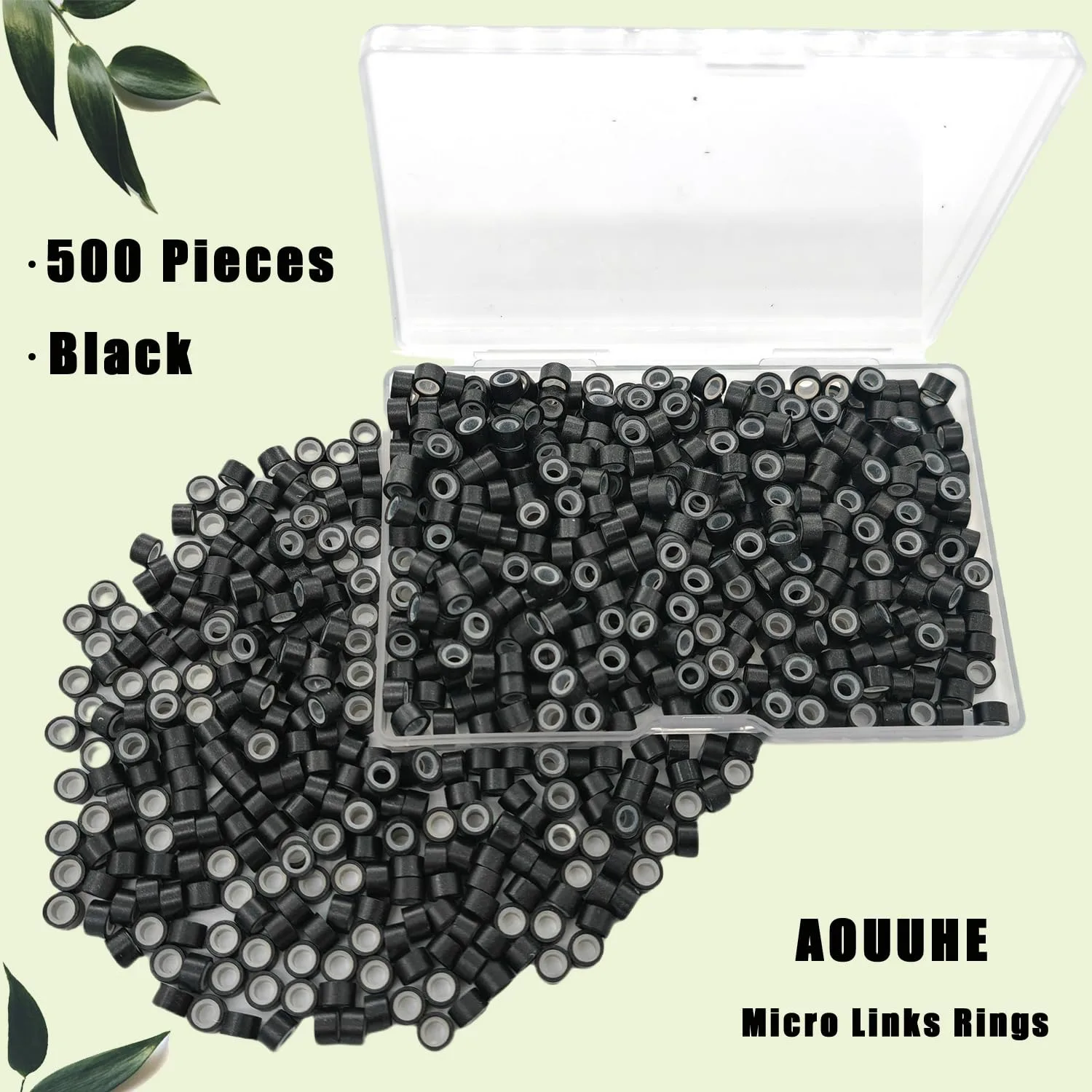 500 PCS Micro Link Rings Beads for Hair Extensions 5mm Silicone Lined Beads Microlinks Hair Extensions Tool