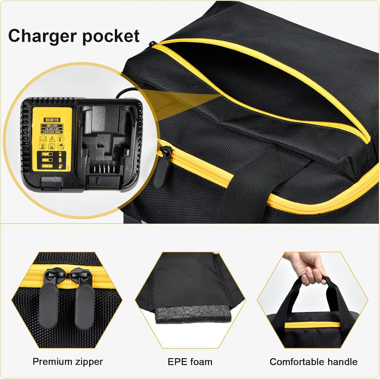 (SOLO CASO) Custodia per borsa per driver a percussione compatibile con DEWALT 20V MAX XR DCF900P1 DCF900B DCF891B DCF961B DCF899B Impatto senza fili