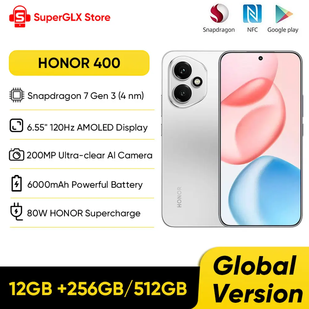 New HONOR 400 5G Smartphone Global Version Snapdragon 7 Gen 3 6.55