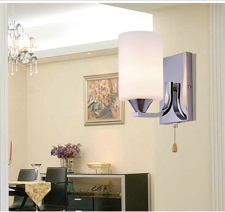 LED Cold / Warm / Plug-in Type Frosted Glass Single/Double Head Wall Sconce Chrome FinisWall Lamp For Bedroom Indoor Lighting image 6