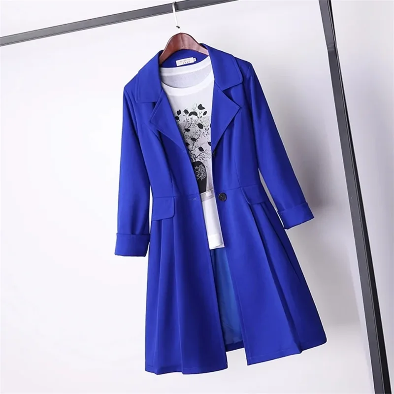 Imagem -04 - Trench Coat Feminino de Peito Único Meio Longo Gola Solta Top de Cor Pura Quebra-vento Feminino Cabolsas Novo Primavera e Outono 2024