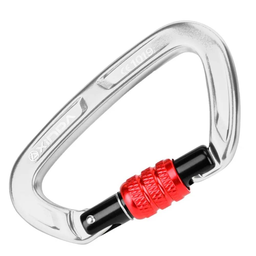 Aluminum Alloy Locking Carabiner D Shape Screw Lock Climbing Carabiner Lightweight Threaded Gate Safety Carabiner Aerial Yoga