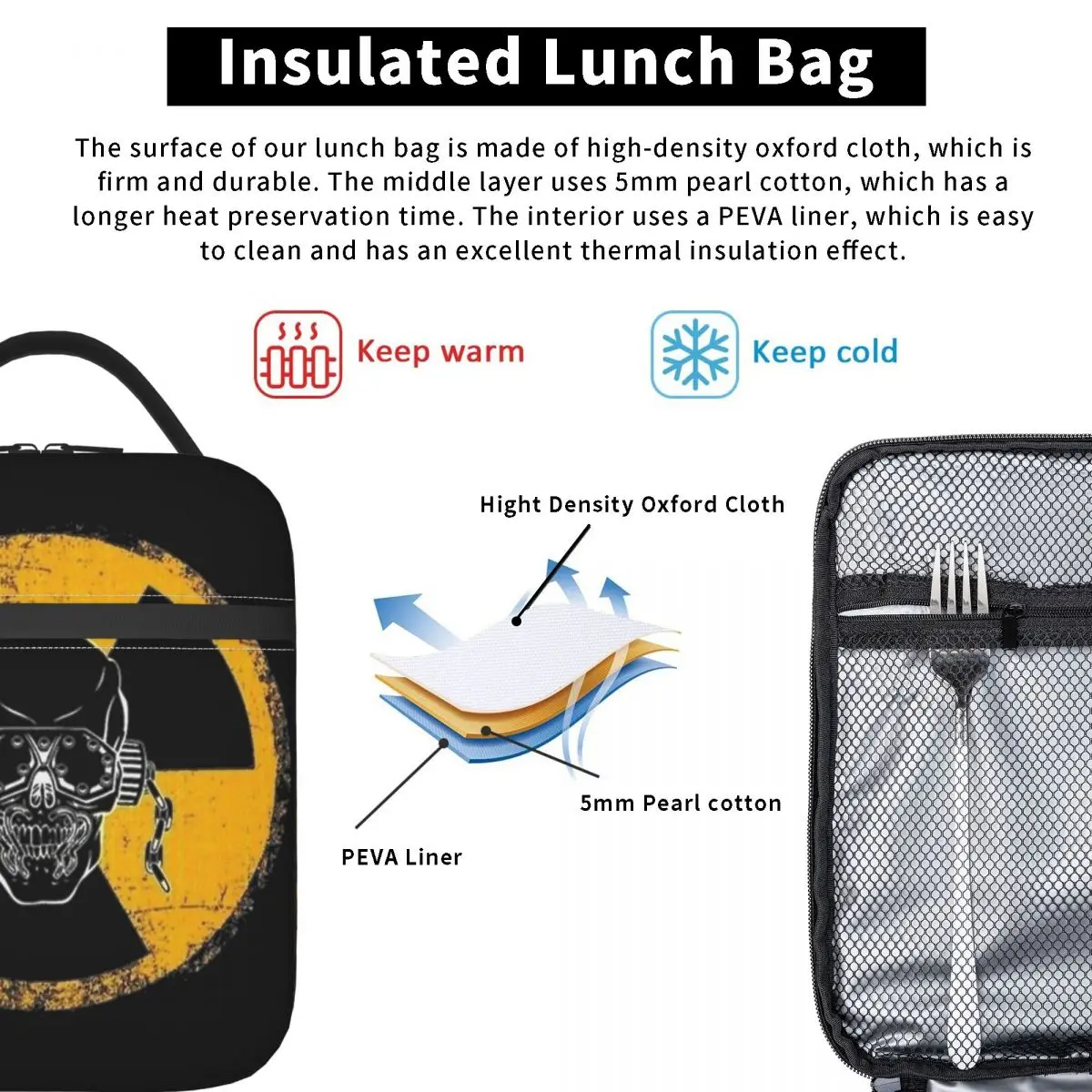 The Wheels MegaDanger Band Thermal Insulated Lunch Bags for Work Reusable Food Bag Container Cooler Thermal Lunch Boxes