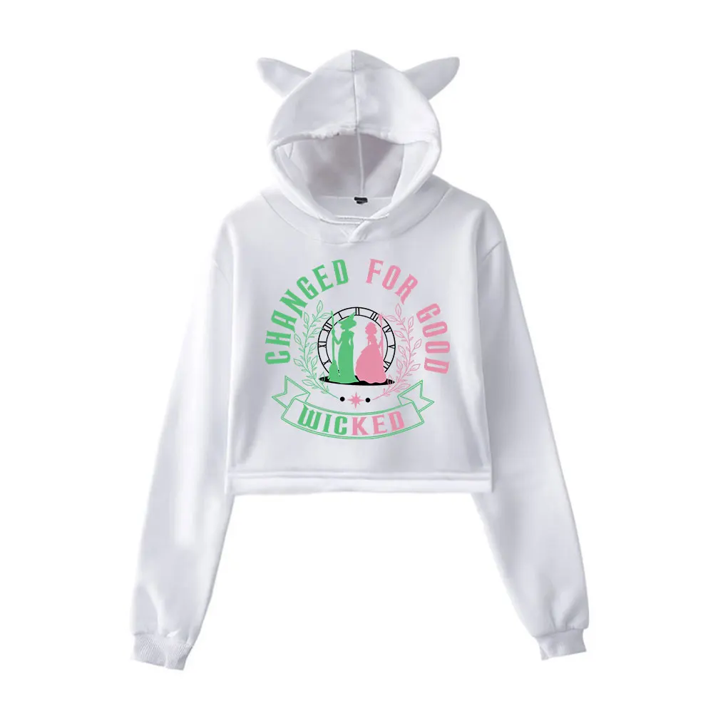 Wicked Changed For Good Vintage 90s Streetwear logo Hoodie Merch Hoodies Sweatshirts for Girls Cat Ear Crop