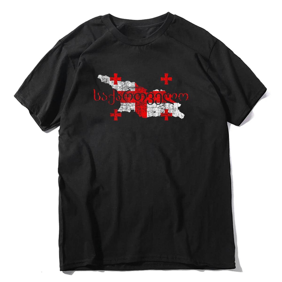 100% Cotton Georgian Map and Flag Souvenir Distressed Georgia T-Shirt MEN WOMEN UNISEX T Shirts Size S-5XL